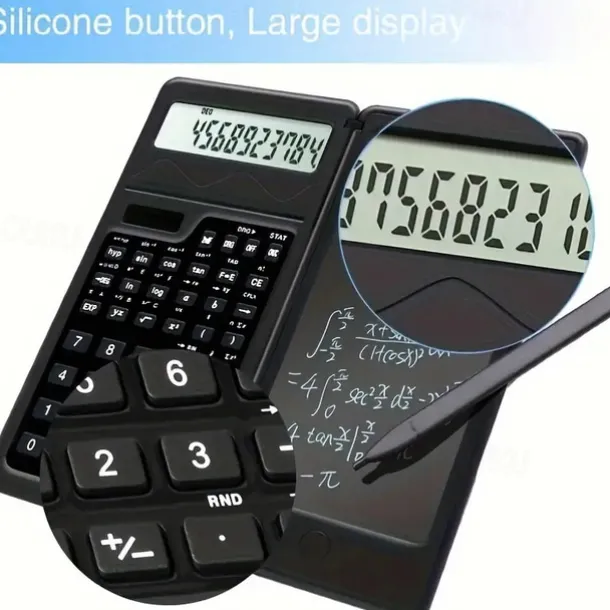 6 Inch Erasable Lcd Writing Pad Slim Scientific Calculator 10 Digit Folding Calculator Solar Battery Dual Power Math Physics Geometry Scientific Calculator