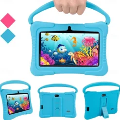 7 Inch Kids Education Tablet PC 2GB RAM32G ROM , Safety Eye Protection Screen, WiFi, Dual Camera , Games, Parental Lock, Study PC With Silicone Protect Case