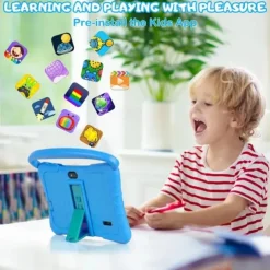 7 Inch Kids Education Tablet PC 2GB RAM32G ROM , Safety Eye Protection Screen, WiFi, Dual Camera , Games, Parental Lock, Study PC With Silicone Protect Case