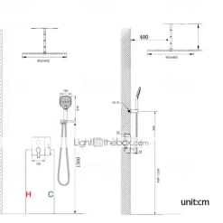 16 Inch Matte Black Shower Faucets Set, Rainfall Concealed Shower System Solid Brass with 3-Function Handheld, Handshower Ceiling Mounted Combo Set Shower Faucet with Valve Body and Trim