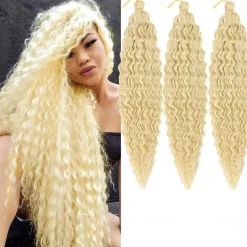 24 inch Ocean Wave Crochet Hair Deep Wave Twist Crochet Hair Extensions Curly Braiding Hair 3 packs Long Wavy Water Wave Braids For Women Synthetic Crochet Braid Hair