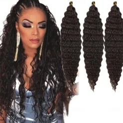 24 inch Ocean Wave Crochet Hair Deep Wave Twist Crochet Hair Extensions Curly Braiding Hair 3 packs Long Wavy Water Wave Braids For Women Synthetic Crochet Braid Hair