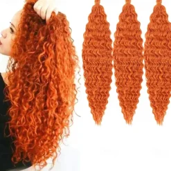 24 inch Ocean Wave Crochet Hair Deep Wave Twist Crochet Hair Extensions Curly Braiding Hair 3 packs Long Wavy Water Wave Braids For Women Synthetic Crochet Braid Hair