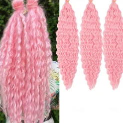 24 inch Ocean Wave Crochet Hair Deep Wave Twist Crochet Hair Extensions Curly Braiding Hair 3 packs Long Wavy Water Wave Braids For Women Synthetic Crochet Braid Hair