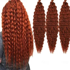 24 inch Ocean Wave Crochet Hair Deep Wave Twist Crochet Hair Extensions Curly Braiding Hair 3 packs Long Wavy Water Wave Braids For Women Synthetic Crochet Braid Hair