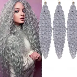 24 inch Ocean Wave Crochet Hair Deep Wave Twist Crochet Hair Extensions Curly Braiding Hair 3 packs Long Wavy Water Wave Braids For Women Synthetic Crochet Braid Hair