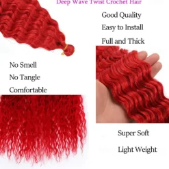 24 inch Ocean Wave Crochet Hair Deep Wave Twist Crochet Hair Extensions Curly Braiding Hair 3 packs Long Wavy Water Wave Braids For Women Synthetic Crochet Braid Hair