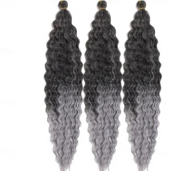 24 inch Ocean Wave Crochet Hair Deep Wave Twist Crochet Hair Extensions Curly Braiding Hair 3 packs Long Wavy Water Wave Braids For Women Synthetic Crochet Braid Hair