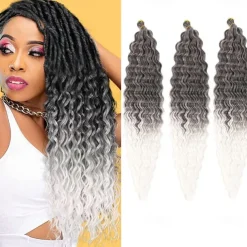 24 inch Ocean Wave Crochet Hair Deep Wave Twist Crochet Hair Extensions Curly Braiding Hair 3 packs Long Wavy Water Wave Braids For Women Synthetic Crochet Braid Hair