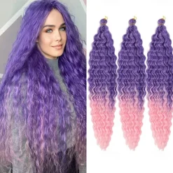 24 inch Ocean Wave Crochet Hair Deep Wave Twist Crochet Hair Extensions Curly Braiding Hair 3 packs Long Wavy Water Wave Braids For Women Synthetic Crochet Braid Hair