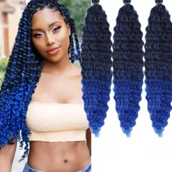 24 inch Ocean Wave Crochet Hair Deep Wave Twist Crochet Hair Extensions Curly Braiding Hair 3 packs Long Wavy Water Wave Braids For Women Synthetic Crochet Braid Hair