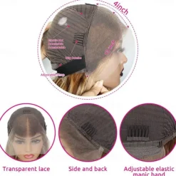 14 Inch Ombre Body Wave Bob Lace Front Wig Human Hair 13X4 Highlight Lace Front Short Body Wave Wig Human Hair 4/27 Ombre Brown Colored Human Hair Wigs 200 Density Wigs Human Hair with Baby Hair