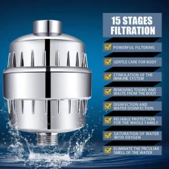 4/6 inch Rainfall Shower Head Set, 5 Mode Sprayer Showerhead with Water Filter, 360-degree Rotation High Pressure Overhead Shower Head Arm Chrome Black Silver