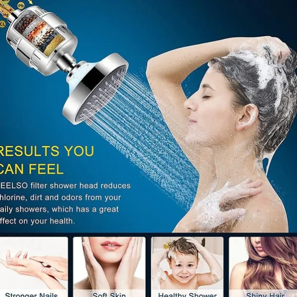 4/6 inch Rainfall Shower Head Set, 5 Mode Sprayer Showerhead with Water Filter, 360-degree Rotation High Pressure Overhead Shower Head Arm Chrome Black Silver