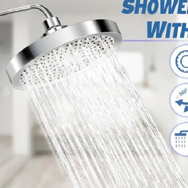 4/6 inch Rainfall Shower Head Set, 5 Mode Sprayer Showerhead with Water Filter, 360-degree Rotation High Pressure Overhead Shower Head Arm Chrome Black Silver