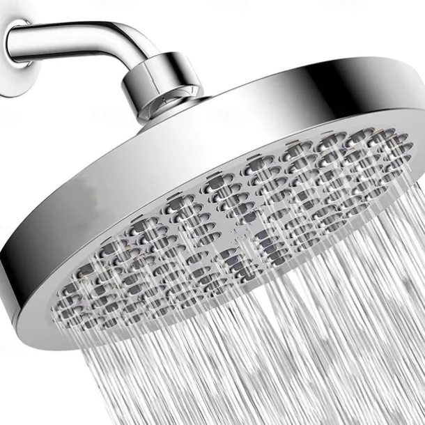 4/6 inch Rainfall Shower Head Set, 5 Mode Sprayer Showerhead with Water Filter, 360-degree Rotation High Pressure Overhead Shower Head Arm Chrome Black Silver