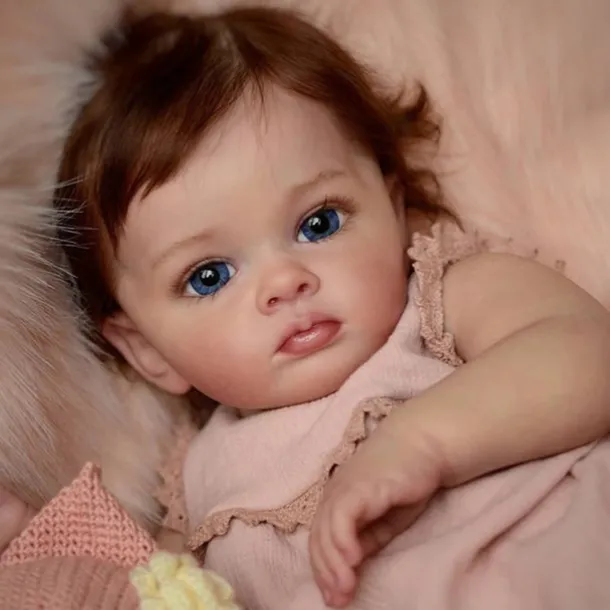 24 inch Reborn Baby Doll Finished Reborn Toddler Girl Doll Tutti Hand Paint Doll High Quality 3D skin multiple Layers Painting Visible Veins for Christmas Gifts
