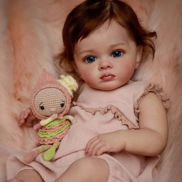 24 inch Reborn Baby Doll Finished Reborn Toddler Girl Doll Tutti Hand Paint Doll High Quality 3D skin multiple Layers Painting Visible Veins for Christmas Gifts