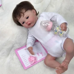 18 inch Reborn Doll Baby & Toddler Toy Reborn Toddler Doll Doll Reborn Baby Doll Baby Reborn Baby Doll Newborn lifelike Gift Hand Made Non Toxic 3/4 Silicone Limbs and Cotton Filled Body with Clothes