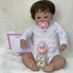 18 inch Reborn Doll Baby & Toddler Toy Reborn Toddler Doll Doll Reborn Baby Doll Baby Reborn Baby Doll Newborn lifelike Gift Hand Made Non Toxic 3/4 Silicone Limbs and Cotton Filled Body with Clothes