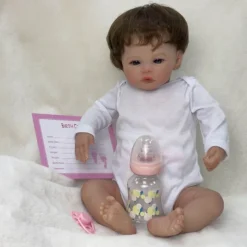 18 inch Reborn Doll Baby & Toddler Toy Reborn Toddler Doll Doll Reborn Baby Doll Baby Reborn Baby Doll Newborn lifelike Gift Hand Made Non Toxic 3/4 Silicone Limbs and Cotton Filled Body with Clothes