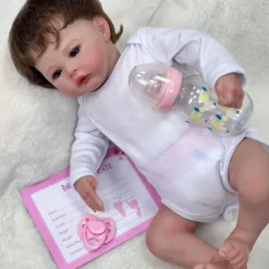 18 inch Reborn Doll Baby & Toddler Toy Reborn Toddler Doll Doll Reborn Baby Doll Baby Reborn Baby Doll Newborn lifelike Gift Hand Made Non Toxic 3/4 Silicone Limbs and Cotton Filled Body with Clothes