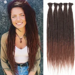 24 Inch Synthetic Dreadlock Extensions 20 Strands Hippie Single Ended Dreads Ombre Blonde 0.6 cm Width Loc Extensions Reggae Style Crochet Hair for Women