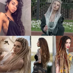 24 Inch Synthetic Dreadlock Extensions 20 Strands Hippie Single Ended Dreads Ombre Blonde 0.6 cm Width Loc Extensions Reggae Style Crochet Hair for Women