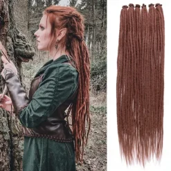 24 Inch Synthetic Dreadlock Extensions 20 Strands Hippie Single Ended Dreads Ombre Blonde 0.6 cm Width Loc Extensions Reggae Style Crochet Hair for Women