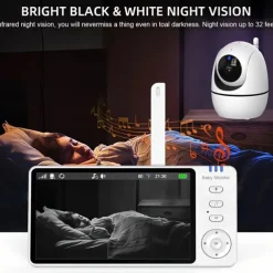5 Inch Video Baby Monitor With Camera PTZ Zoom Babyphone Cam Security Protection Surveillance Cameras Temperature Sensor Lullaby