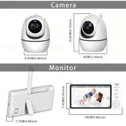 5 Inch Video Baby Monitor With Camera PTZ Zoom Babyphone Cam Security Protection Surveillance Cameras Temperature Sensor Lullaby
