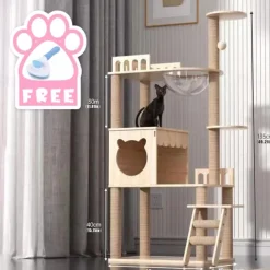 62 Inches Cat Tree/Cat Tree House and Towers for Large Cat/Cat Climbing Tree with Cat Condo/Cat Tree Scratching Post/Multi-Level Large Cat Tree