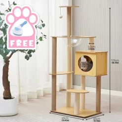 62 Inches Cat Tree/Cat Tree House and Towers for Large Cat/Cat Climbing Tree with Cat Condo/Cat Tree Scratching Post/Multi-Level Large Cat Tree