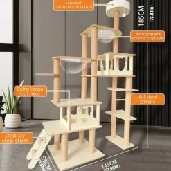 77.87 Inches Cat Tree/Cat Tree House and Towers for Large Cat/Cat Climbing Tree with Cat Condo/Cat Tree Scratching Post/Perches, Multi-Level Large Cat Tree