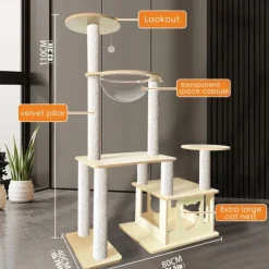 77.87 Inches Cat Tree/Cat Tree House and Towers for Large Cat/Cat Climbing Tree with Cat Condo/Cat Tree Scratching Post/Perches, Multi-Level Large Cat Tree