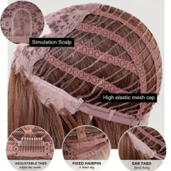 24 Inches Long Red Wig With Bangs For Women, Curly Wavy Wigs Heat Resistant Synthetic Fiber Hair Replacement Wigs For Cosplay Halloween Party Daily Wear Christmas Party Wigs