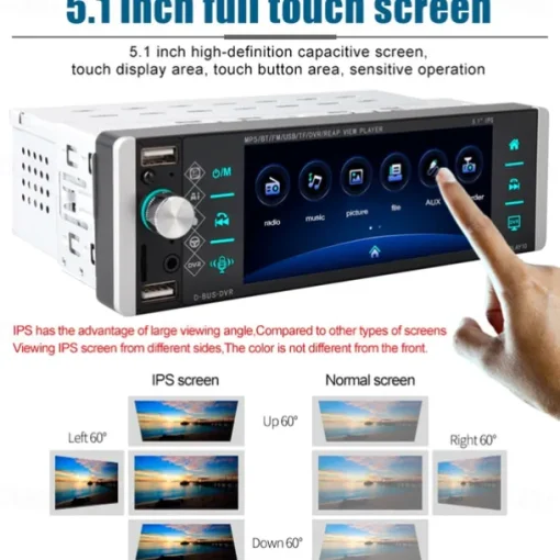 5.1'' IPS Capacitive HD Touch Screen Intelligent Voice 1din Car MP5 Player Bluetooth 4.2 Autoradio Support FM AM RDS Microphone DVR 4USB Bluetooth CAM(optional)