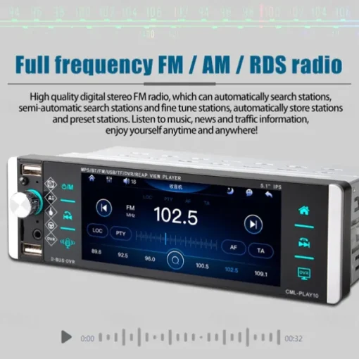 5.1'' IPS Capacitive HD Touch Screen Intelligent Voice 1din Car MP5 Player Bluetooth 4.2 Autoradio Support FM AM RDS Microphone DVR 4USB Bluetooth CAM(optional)