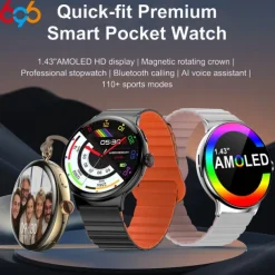 696 LA99 Smart Watch 1.43 inch Smartwatch Fitness Running Watch Bluetooth ECG+PPG Pedometer Call Reminder Compatible with Android iOS Women Men Hands-Free Calls Message Reminder IP 67 46mm Watch Case