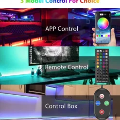 5050 Led Strip Lights 10M Smart RGB Led Light Strip Music Sync 300LEDs Color Changing Light Strips Bluetooth APP Control with Remote for Bedroom Room TV Party Bedroom Room TV Backlight PC Desk Kitchen