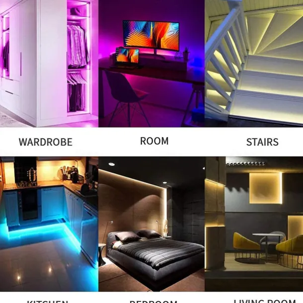 5050 Led Strip Lights 10M Smart RGB Led Light Strip Music Sync 300LEDs Color Changing Light Strips Bluetooth APP Control with Remote for Bedroom Room TV Party Bedroom Room TV Backlight PC Desk Kitchen