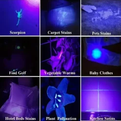 100 LED UV Flashlight - 395nm Black Light Torch for Pet Urine, Scorpion Detection & Fluorescence Inspection