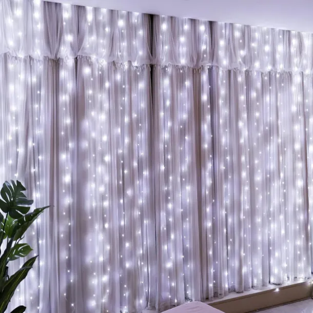 300 LED 9.8x9.8Ft Remote Control Christmas Curtain Lights USB Plug in Fairy Curtain Lights Outdoor Window Wall Hanging Curtain String Lights for Bedroom Backdrop Wedding Party Indoor Decor Warm White