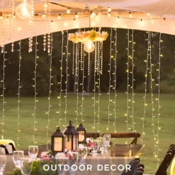 300 LED 9.8x9.8Ft Remote Control Christmas Curtain Lights USB Plug in Fairy Curtain Lights Outdoor Window Wall Hanging Curtain String Lights for Bedroom Backdrop Wedding Party Indoor Decor Warm White