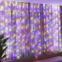 300 LED 9.8x9.8Ft Remote Control Christmas Curtain Lights USB Plug in Fairy Curtain Lights Outdoor Window Wall Hanging Curtain String Lights for Bedroom Backdrop Wedding Party Indoor Decor Warm White
