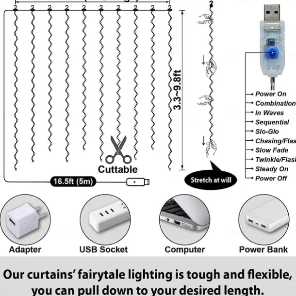300 LED 9.8x9.8Ft Remote Control Christmas Curtain Lights USB Plug in Fairy Curtain Lights Outdoor Window Wall Hanging Curtain String Lights for Bedroom Backdrop Wedding Party Indoor Decor Warm White
