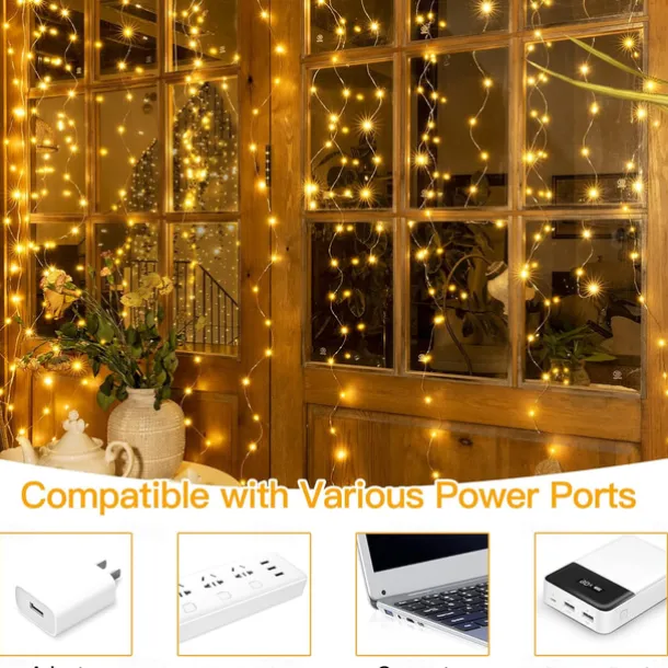 300 LED 9.8x9.8Ft Remote Control Christmas Curtain Lights USB Plug in Fairy Curtain Lights Outdoor Window Wall Hanging Curtain String Lights for Bedroom Backdrop Wedding Party Indoor Decor Warm White