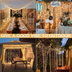 300 LED 9.8x9.8Ft Remote Control Christmas Curtain Lights USB Plug in Fairy Curtain Lights Outdoor Window Wall Hanging Curtain String Lights for Bedroom Backdrop Wedding Party Indoor Decor Warm White