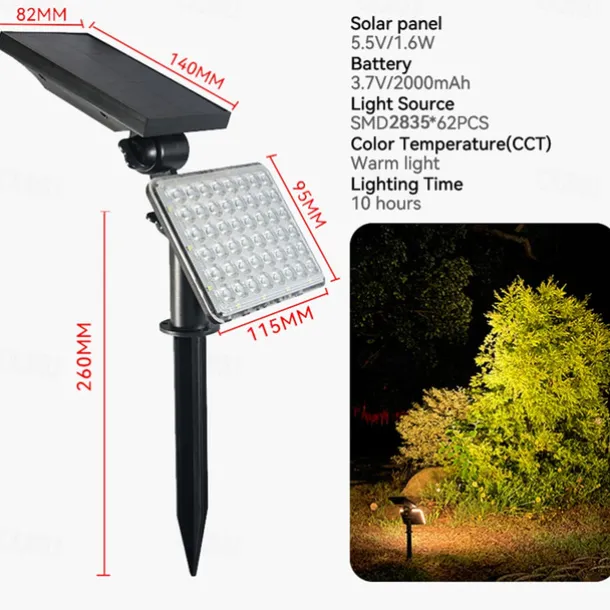 62 leds Solar Garden Lights Adjustable Outdoor Solar Lamp Waterproof Wall Lighting for Garden Decoration Light