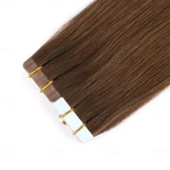 4# Light Brown Remy Human Hair Tape In Extensions Seamless Straight Hair 18Inch 50G 20Pcs